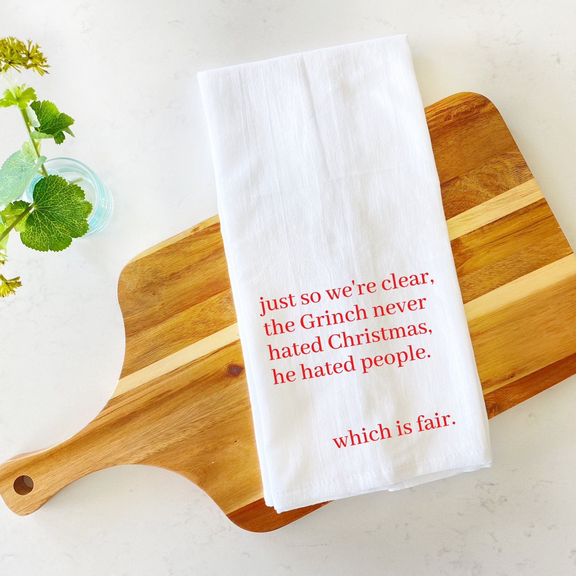 Grinch Tea Towel Quote Tea Towel Funny Tea Towel Christmas Etsy