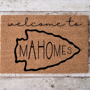 Welcome to Mahomes Doormat | Chiefs Mat | Kansas City Decor | Patio Decor | Top Seller | Front Doormat, Football, Mahomes, Personalized Gift