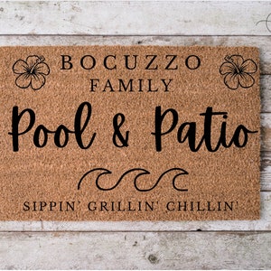 Custom Pool & Patio Doormat | Summer Doormat | Pool House | Welcome Mat | Custom Doormat | Top Seller | Front Doormat, Pool Party