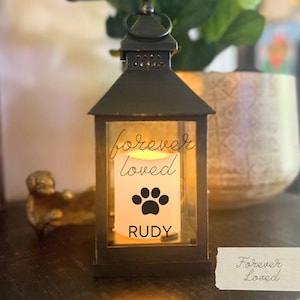 Personalized Lantern Pet Memorial Gift Lantern Always in Your Heart Custom Lantern In Memory Dog Pet Loss Bereavement Forever Loved