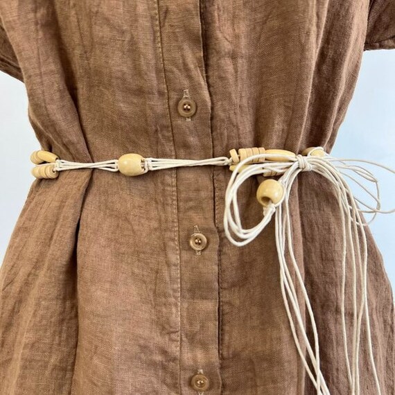 Vintage Braided Boho Wooden Beaded Belt, Waist Be… - image 1