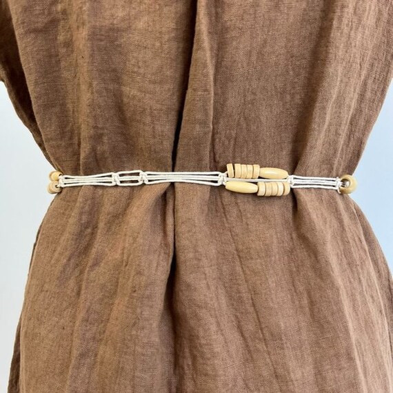 Vintage Braided Boho Wooden Beaded Belt, Waist Be… - image 5