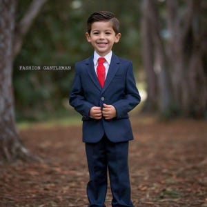Boy&#39;s Slim Fit Blue Suit: 4-Piece Fashion Set