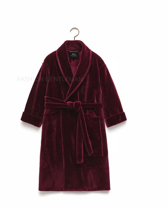 Men Handmade Velvet Smoking Jacket Vintage Burgundy Velvet Dinner Smoking  Halloween Dinner Party Wear Smoking Father Day Gifts Jacket