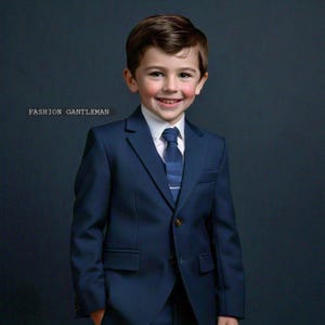 Boy&#39;s Slim Fit Blue Suit: 4-Piece Fashion Set