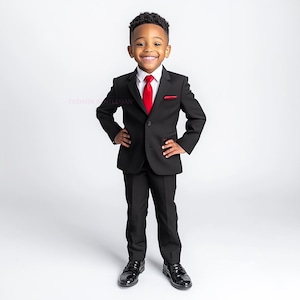 Handmade Boy&#39;s Black Suit: Slim Fit 4-Piece Set