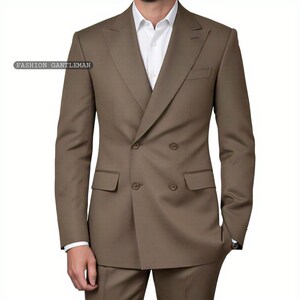 Handmade Double Breasted Brown Suit: Slim Fit Classic Wear