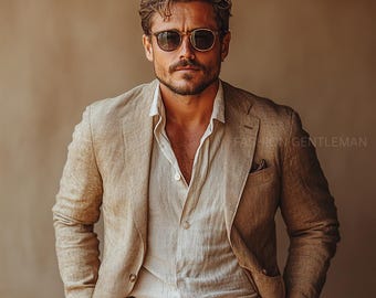 Handmade Linen Suit: Men's Relax Fit, Groom & Groomsmen Suit