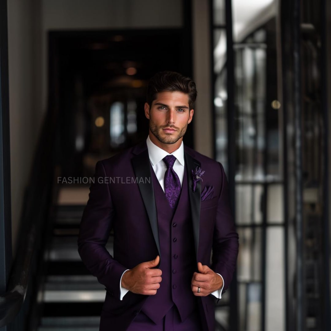 Dark Purple Slim Fit Suit: 3-piece Tailored Wedding Suit - Etsy