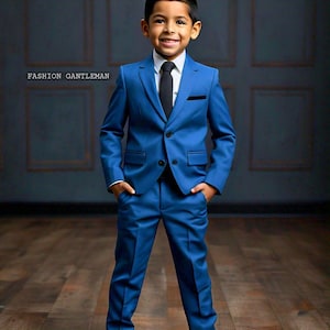 Boy&#39;s Handmade Blue Suit: Slim Fit 4-Piece Fashion Set