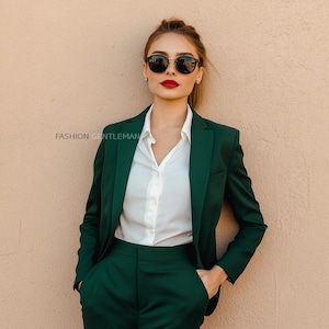 Luxury DARK GREEN Two Piece Slim Fit Suit For Women,for Wedding Office Party Suit, Tailored Suit For Women, Wedding Suit For Women's,