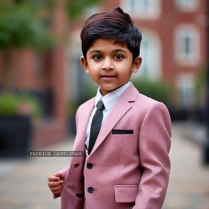 Boy&#39;s Handmade Pink Slim Fit Suit: 5-Piece Fashion Set