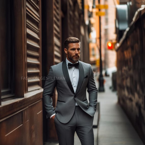 grey tux with black dress Grey Suit Jacket With Black Dress Pant