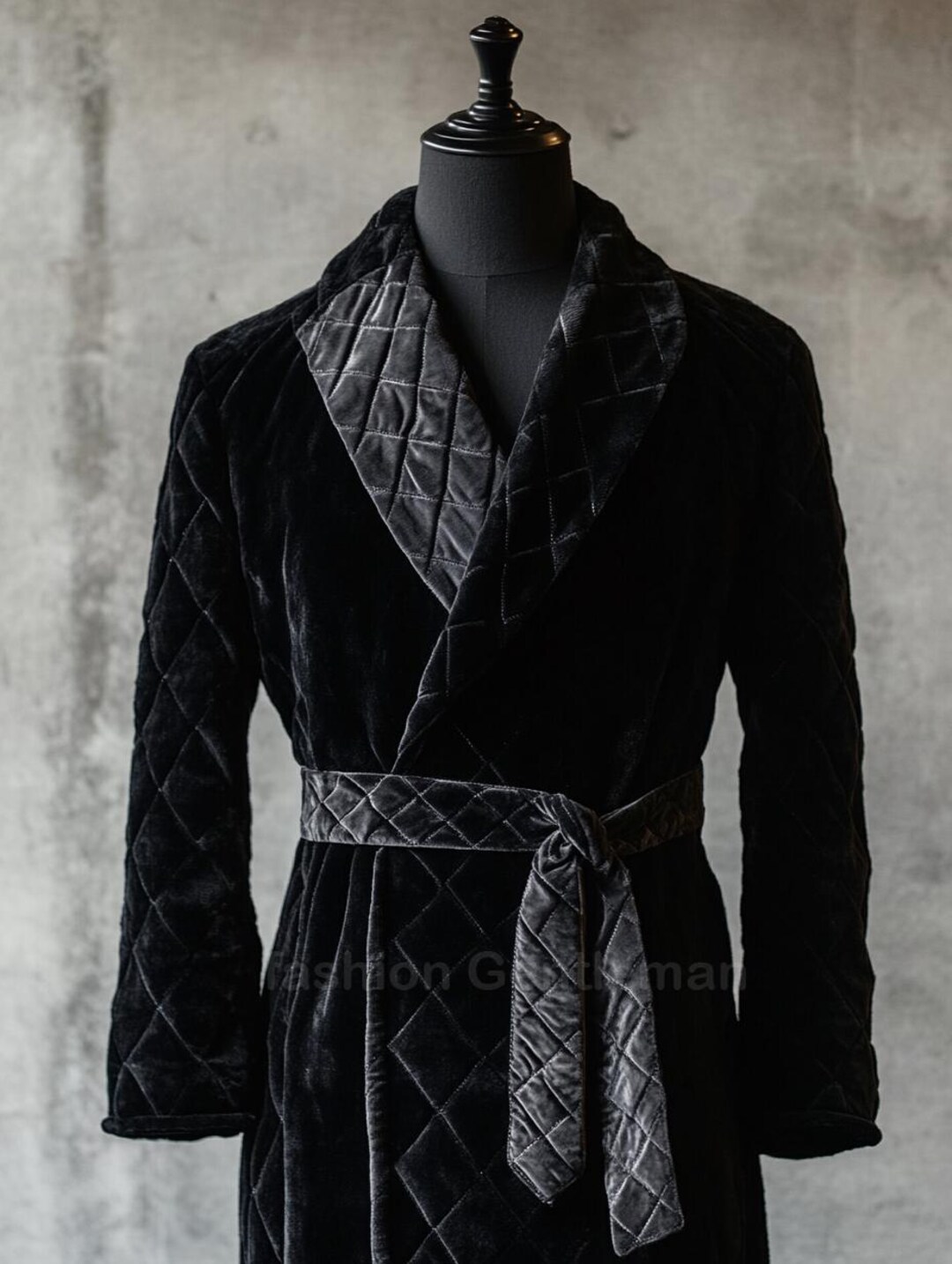 Men's Smoking Robe Mens Black Velvet Smoking Robe, Handmade Knee Length Robe - Etsy