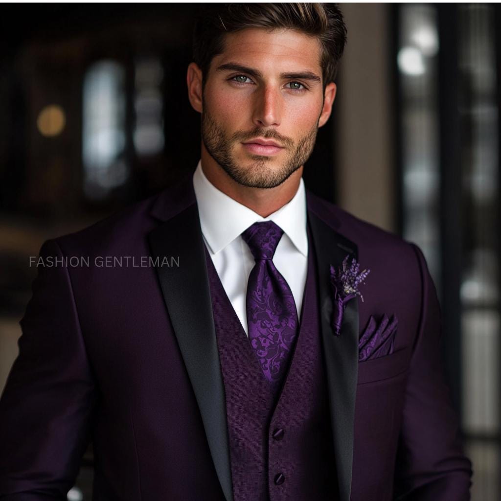 Traje Morado Oscuro Traje Purpura Pantalon Violeta Outfit Pantalon