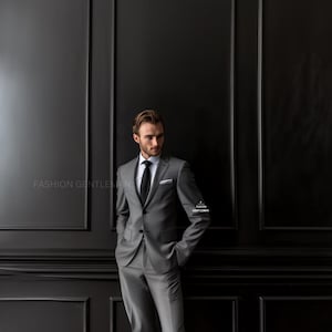 Grey Slim Fit Suit: Handmade Tailored Two Piece Suit