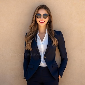 Luxury DARK NAVY BLUE Two Piece Slim Fit Suit For Women,for Wedding Office Party Suit, Tailored Suit For Women, Wedding Suit For Women&#39;s,