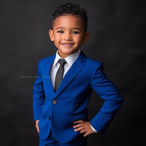 Handmade Boy&#39;s Blue Suit: Slim Fit 4-Piece Set
