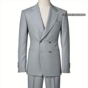 Handmade Grey Double Breasted Suit: Slim Fit Classic Wear