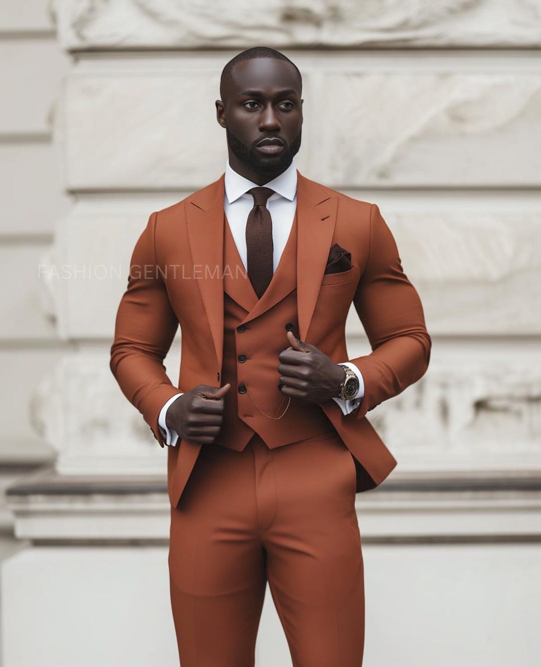 Rust Slim Fit Suit: Men's 3-piece Tailored Suit - Etsy