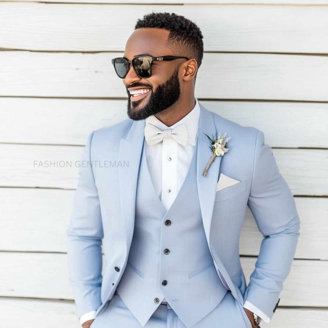 Ice Blue Tuxedo White And Blue Wedding Suit Ice Blue Slim Fit Suit