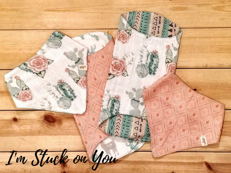 Baby Boy and Baby Girl Bandana Bib and Burp Cloth Gift Set