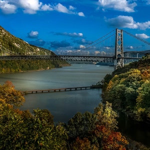 BEAR MOUNTAIN BRIDGE over the Hudson River, a beautiful fall image on canvas or paper