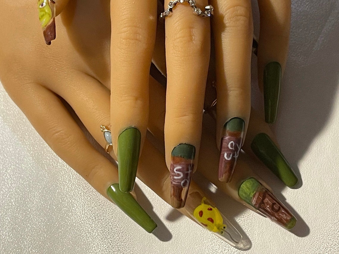 Shrek Nails - Etsy UK