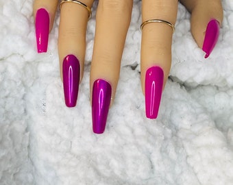 Pink chrome nail set