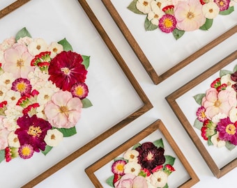Wedding Bouquet Preservation Frame | Round Design Style | Pressed Flowers, Bridal Keepsake, Memorial Piece, Custom Floral Art