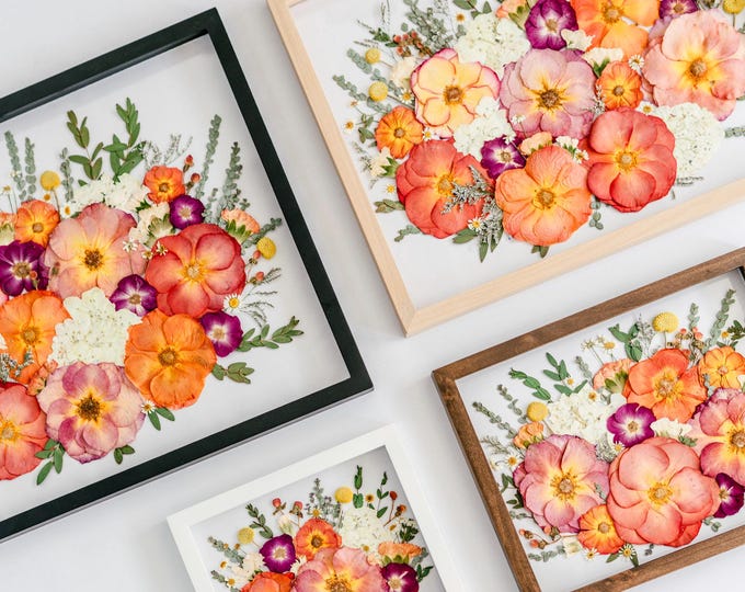 Wedding Bouquet Preservation Frame | Pressed Flowers Bridal Keepsake, Memorial Floral Art