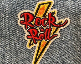 Rock and Roll with Lightning Bolt iron or sew on patch
