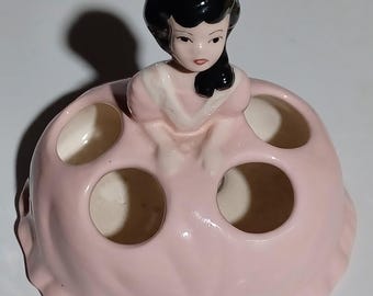 porte-rouge à lèvres vintage pour femme, brune kitsch, décoration de vanité des années 1960 / rare / livraison gratuite