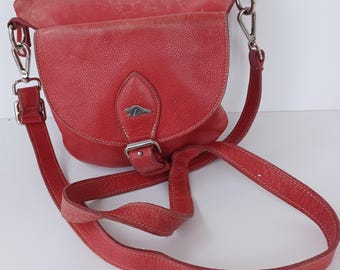 Cuir vintage des années 1990 grand porte-documents en cuir vieilli couleur rouge riche livraison gratuite tarif prépayé