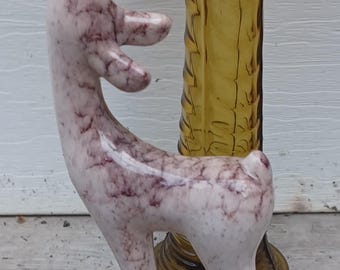 Vintage ceramic reindeer 1950s large deer figurine chained deer figure kitschy anthropomorphic rare freeshipping prepaid tariff