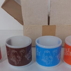 RARE VINTAGE NOS Federal glass fuddle duddle miugs /politics/1970s /midcentury modern/set of 4/great condition/free shipping prepaid tariff