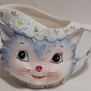 Vintage Lefton esd miss priss cat creamer/1950s/kitschy/anthropomorphic/rare/excellent condition/free shipping
