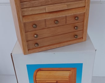 boîte de recettes vintage Boîte d'origine neuve. Recette de bureau en rouleau en bois boîte à tambours mignon décor de cuisine livraison gratuite tarfif prépayé