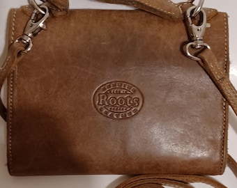 Portefeuille en cuir tribal Roots/à bandoulière/bracelet amovible/beige/porte-cartes/livraison gratuite tarif prépayé