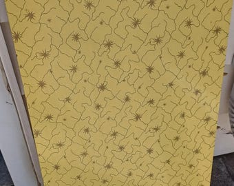 Vintage yellow starburst  formica table leaf excellent bold bright  atomic Era 1960s rare  free shipping prepaid tariff