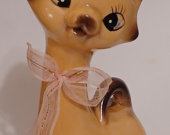 Vintage siamese cat figurine/1950s/kitschy/kawai/big head/long neck/rare/free shipping/anthropomorphic/japan prepaid tariff