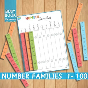 Número Familias Práctica de conteo 1 a 100 Actividad matemática Plan de estudios preescolar Jardín de infantes Educación en el hogar Montessori imprimible Clasificación temprana