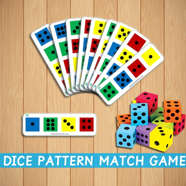Dice Pattern Matching Game Activity Color Match Counting Numbers Dice Block Game Preschool Math Colour Blocks