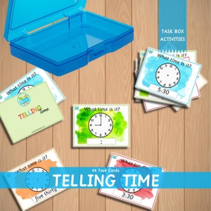 Caja de tareas para contar la hora Actividad de aprendizaje temprano Montessori Juego portátil ToGo Matemáticas básicas para la educación en el hogar Manipulativos Reloj Digital Analógico PDF