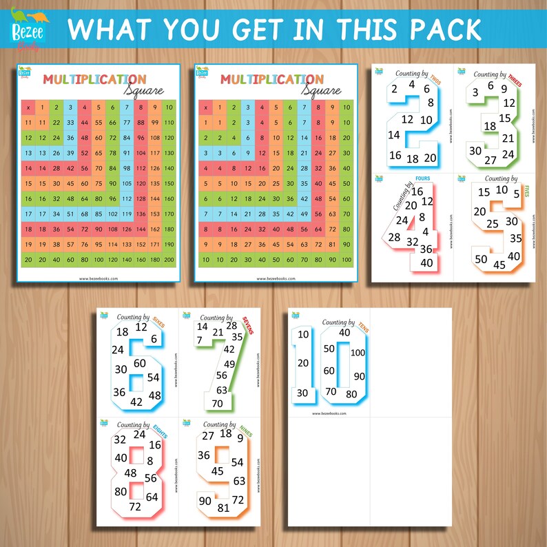 Skip Counting Flash Cards: Multiplication Square, Homeschool Math ...