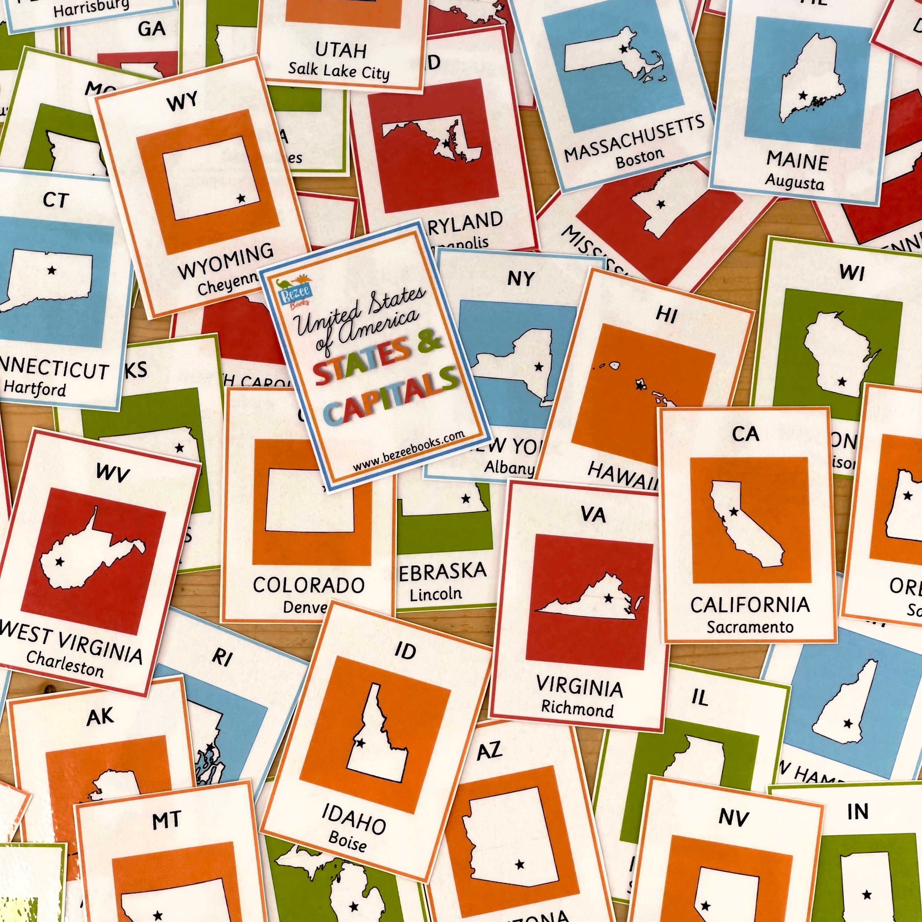 U.S. States and Capitals, Ready to Use Shipped Flash Cards, United ...