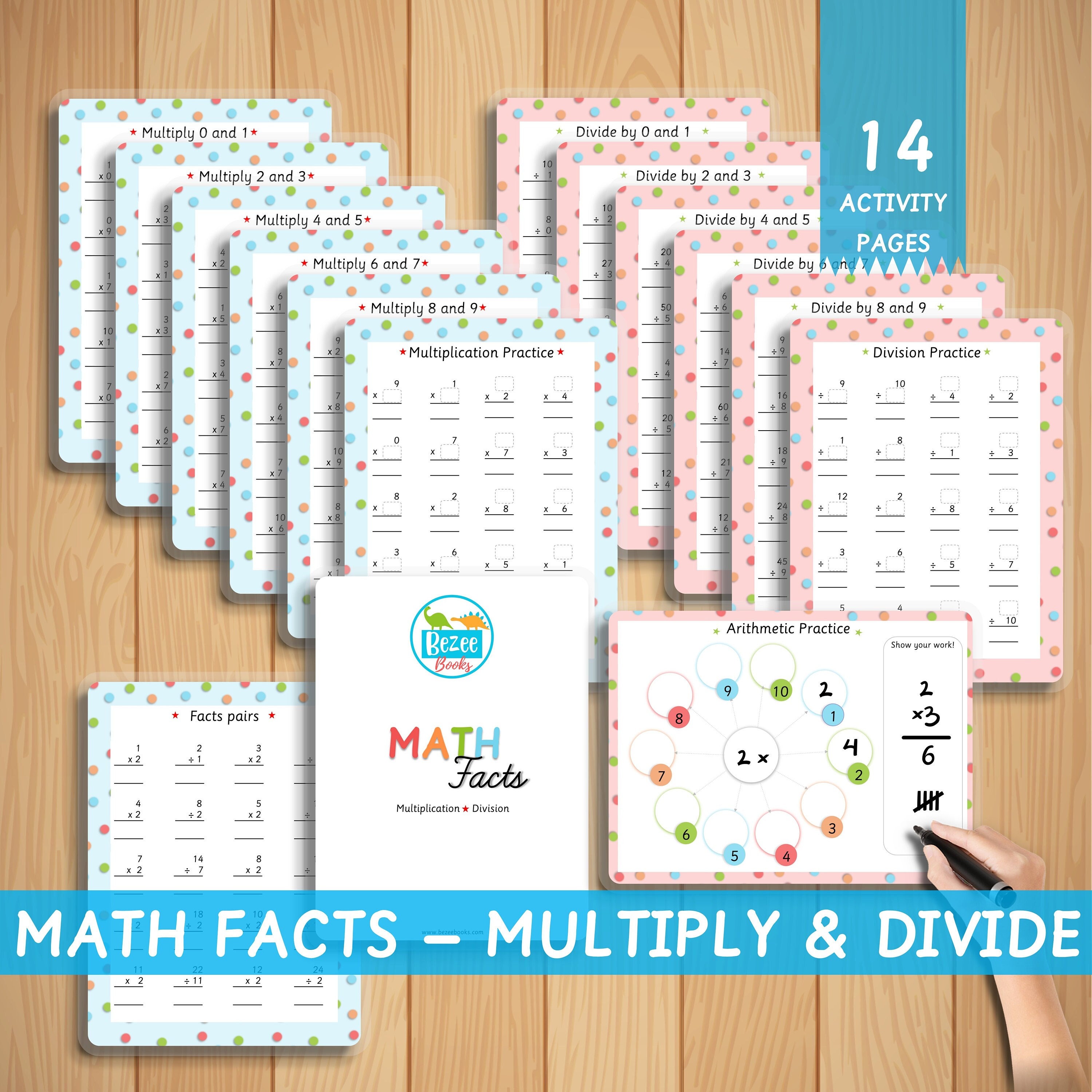 math facts multiplication division printable worksheets etsy