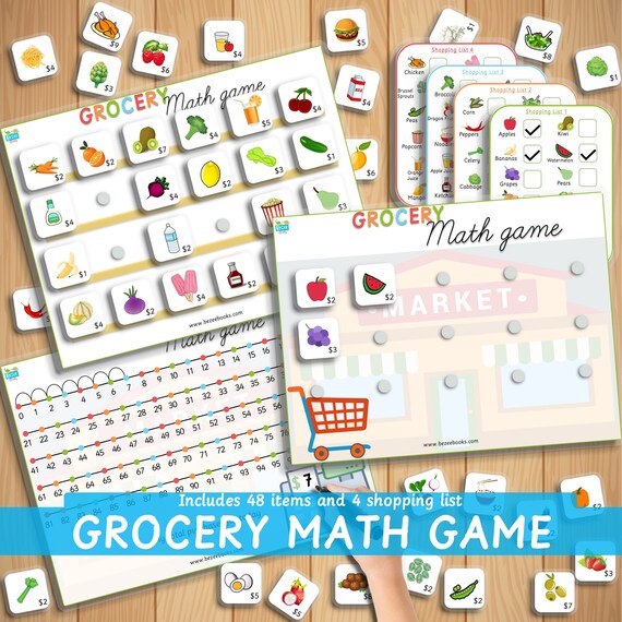 Grocery Shopping Math Game First Second Grade Addition Etsy