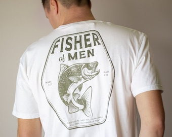 Christelijk shirt Fisher of Men | Christelijke kleding | Christelijk overhemd voor heren | Christelijke T-shirt | Visshirt | Vissersshirt