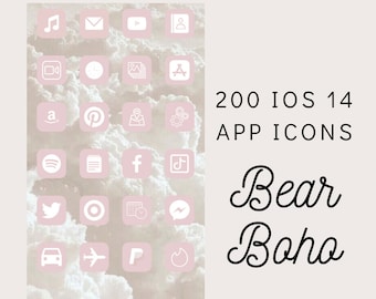 200 iconos de IOS 14, iconos de aplicaciones rosas neutros, estética rosa IOS 14, paquete de iconos IOS14, portadas de aplicaciones de IOS 14, paquete de iconos de rubor, widgets